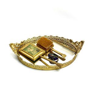 Tray Mirrored with Brass Handled Old Vintage Victorian Style for Home Decor